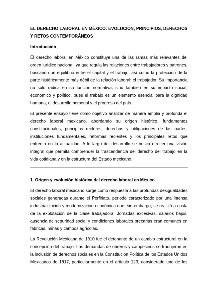 Derecho Laboral en México: Evolución y Retos | PDF | Derecho laboral ...