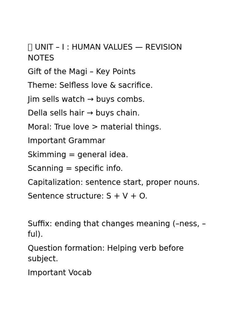 Human Values and Revision Notes Guide | PDF | Communication | Human ...