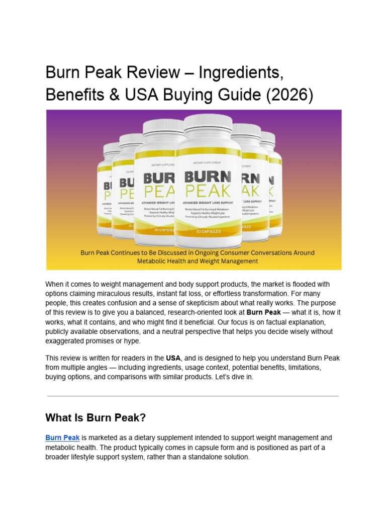 Burn Peak Review: Ingredients & Benefits | PDF | Dietary Supplements |  Caffeine