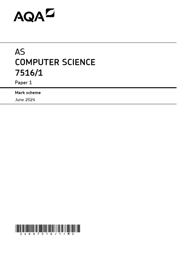 AS Computer Science Mark Scheme 2024 | PDF | Variable (Computer Science ...