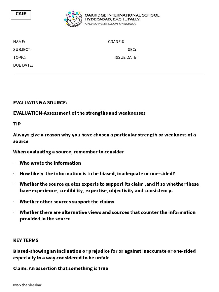 Evaluating Source Credibility Guide | PDF | Evidence | Argument