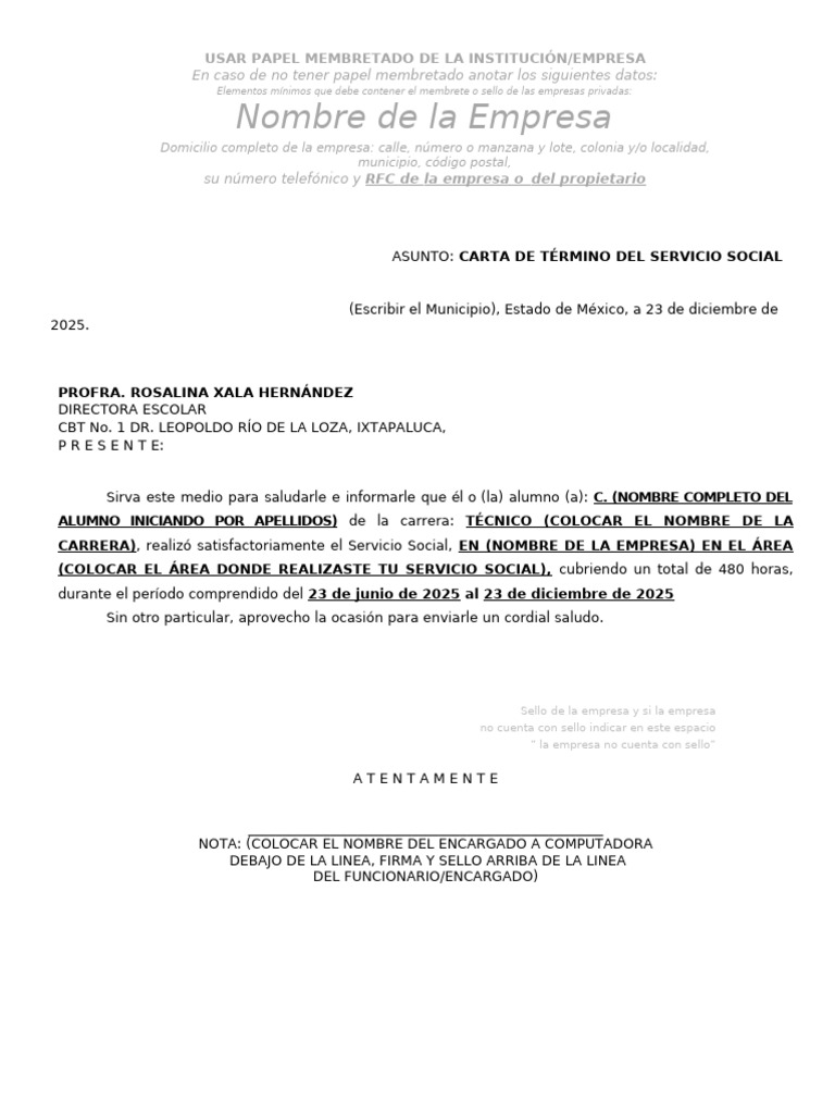 Carta de Término | PDF