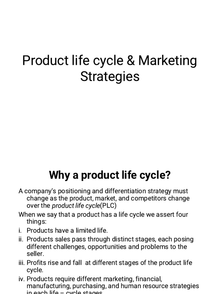 Product Life Cycle and Marketing Strategies | PDF | Marketing | Profit ...