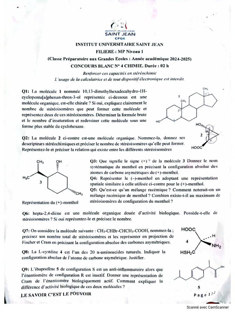 CB2 Chimie 2024-2025 | PDF