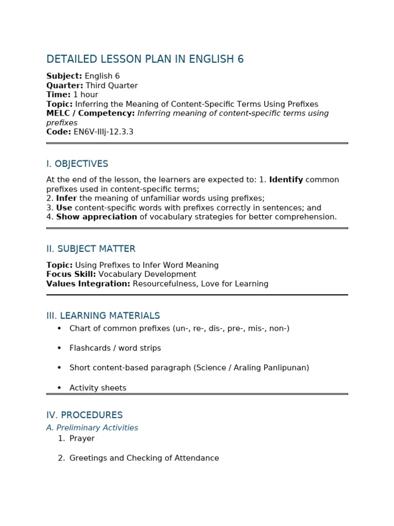 Inferring Word Meanings with Prefixes | PDF | Reading Comprehension ...