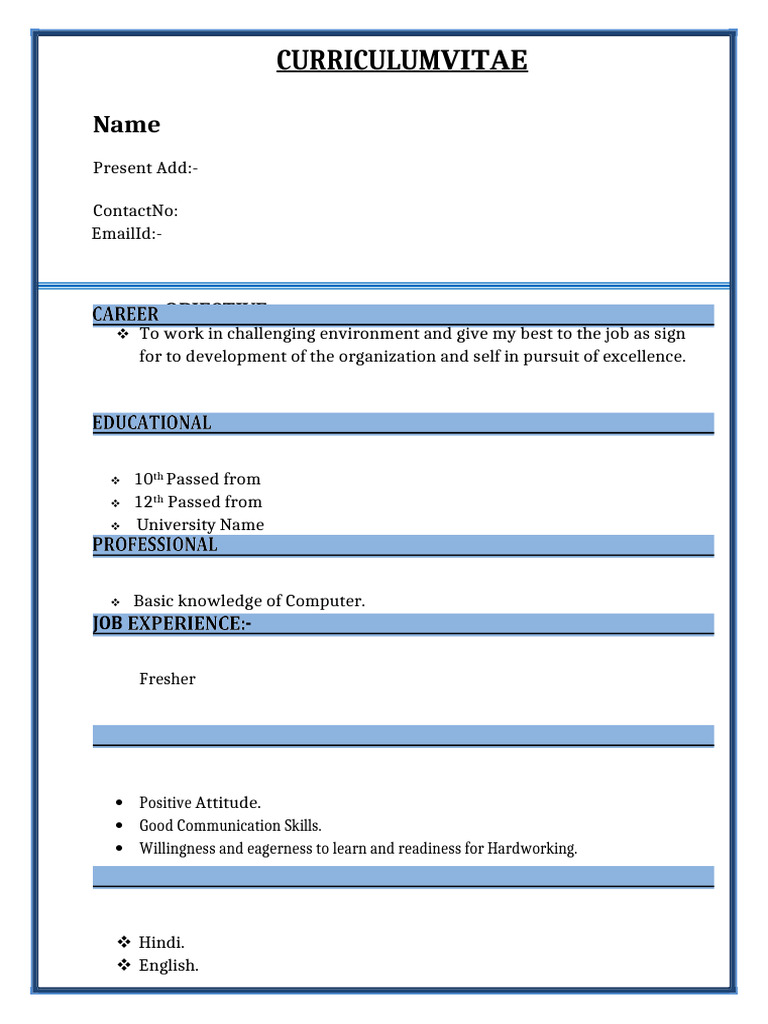 Fresh Graduate CV Template | PDF