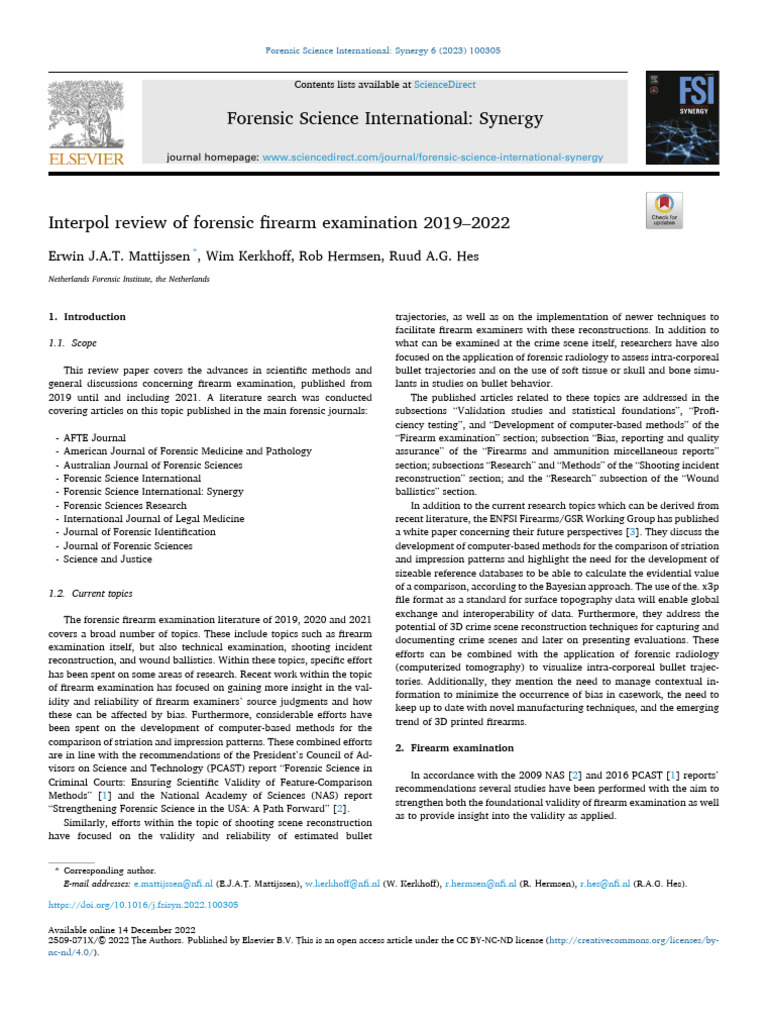Forensic Firearm Examination Review 2019-2022 | PDF | Bullet | Gun Barrel