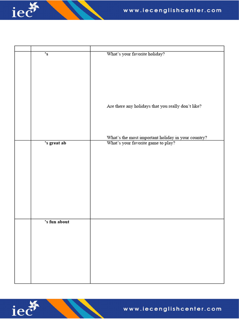 Engaging Questions for Various Topics | PDF | Zoo | Nature