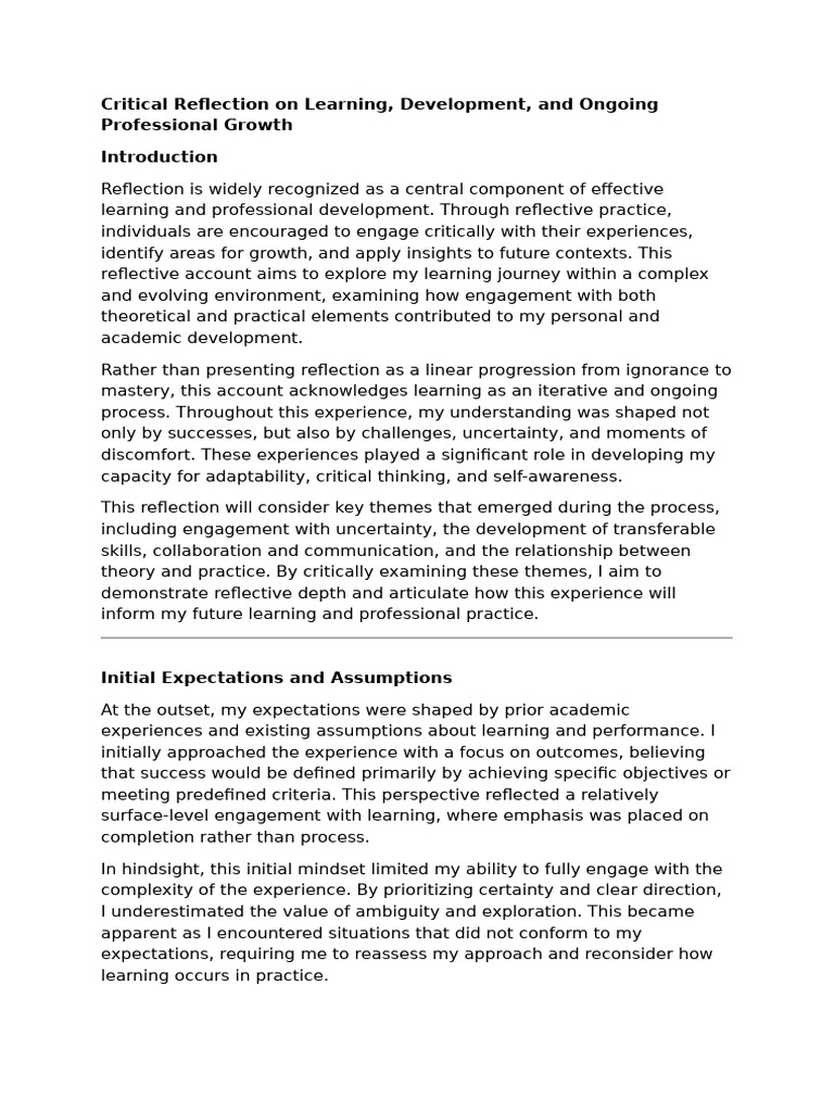 Reflective Learning for Professional Growth | PDF | Learning ...