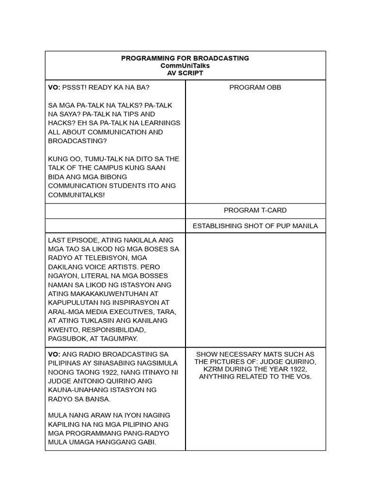 CommUniTalks AV Script_Revised Version | PDF | Broadcasting | Radio