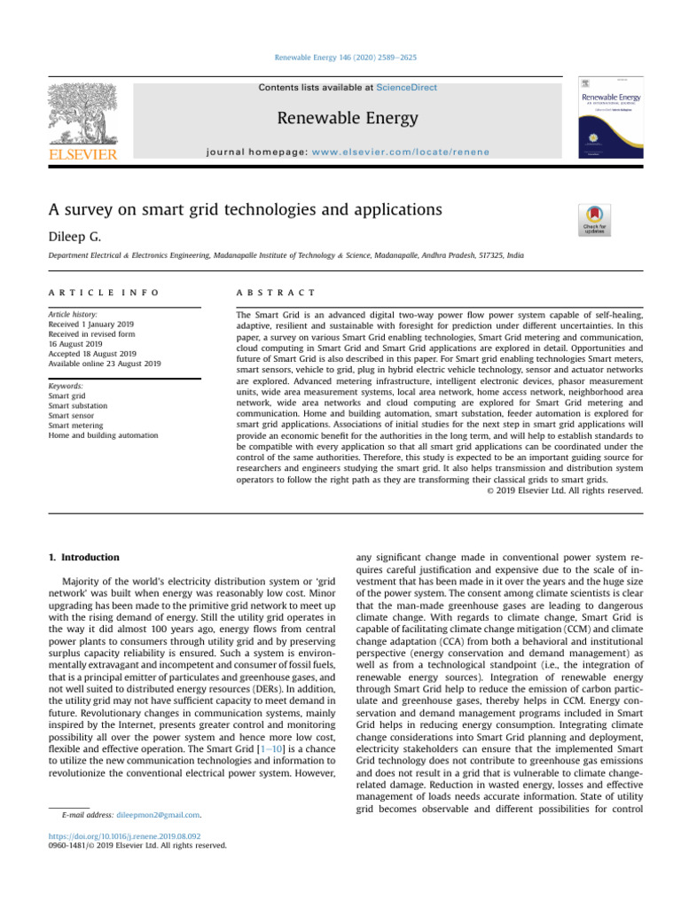 A Survey on Smart Grid Technologies and Applications | PDF | Smart Grid ...