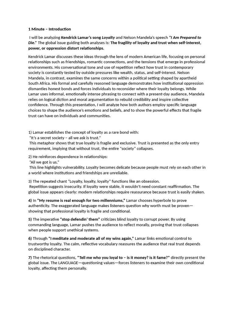 English script | PDF | Loyalty | Nelson Mandela
