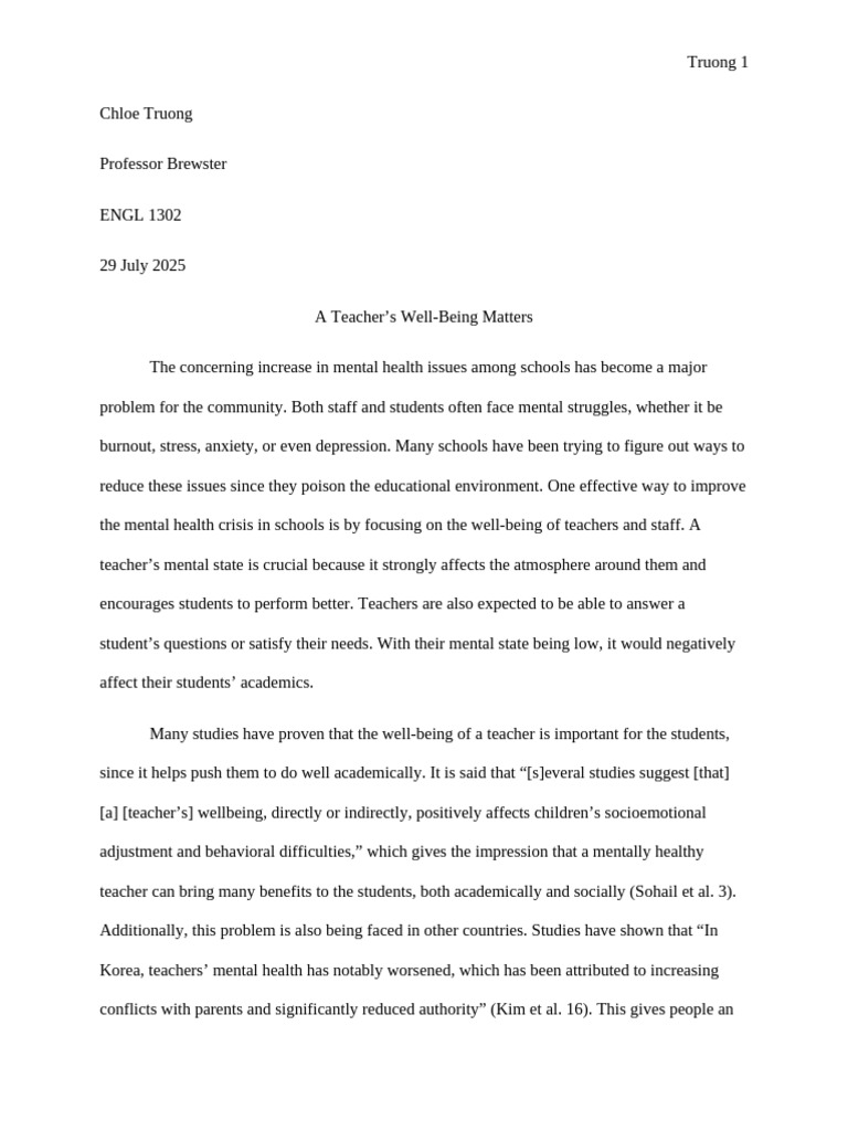 Importance of Teacher Well-Being | PDF | Mental Health | Teachers