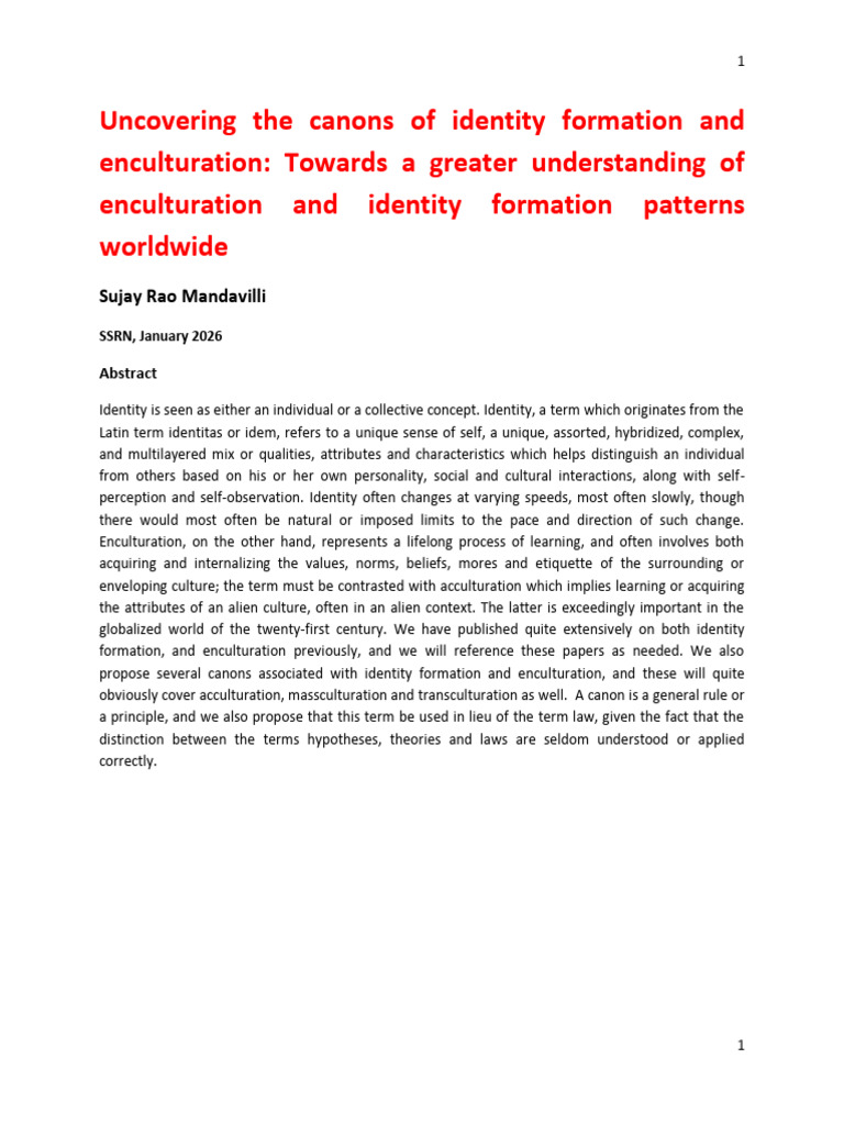Sujay Rao Mandavilli Canons of Enculturation and Identity Formation ...