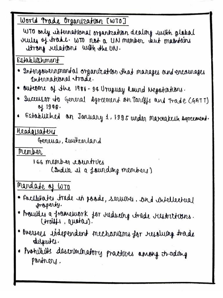 WTO NOTES | PDF
