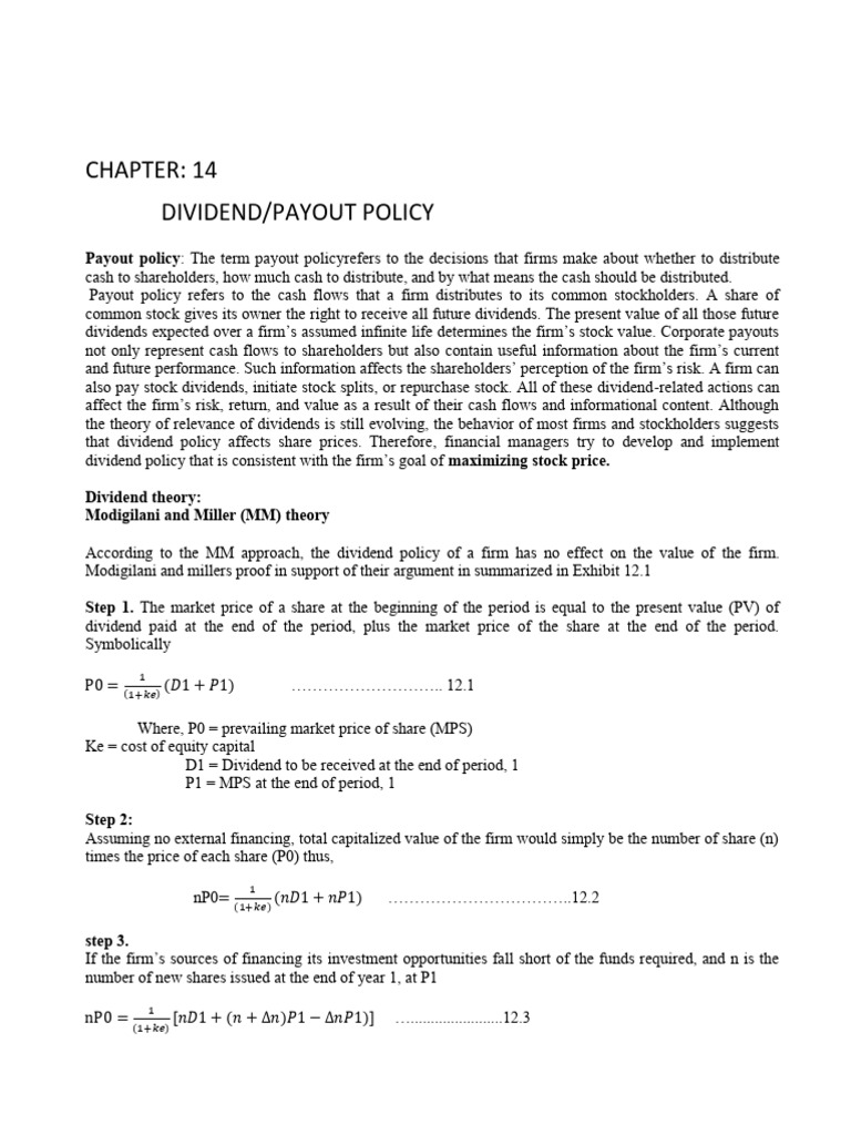 Dividend and Payout Policy Explained | PDF | Dividend | Share Repurchase