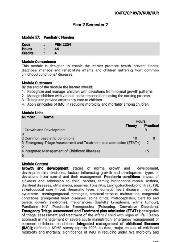Year 2 Semester 2 KRCHN Course Outline. | PDF