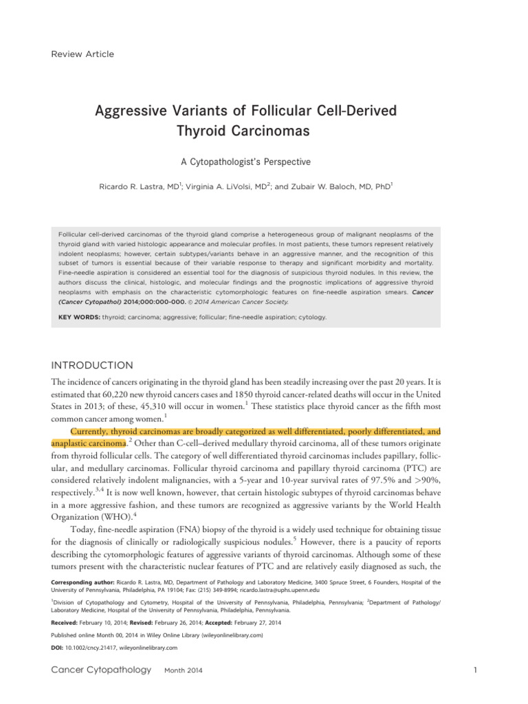 Aggressive Thyroid Carcinoma Variants | PDF | Carcinoma | Cell Nucleus