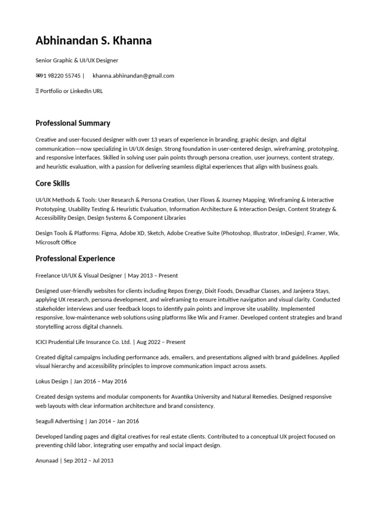 Senior UI/UX Designer Profile | PDF | Usability | Human–Machine Interaction