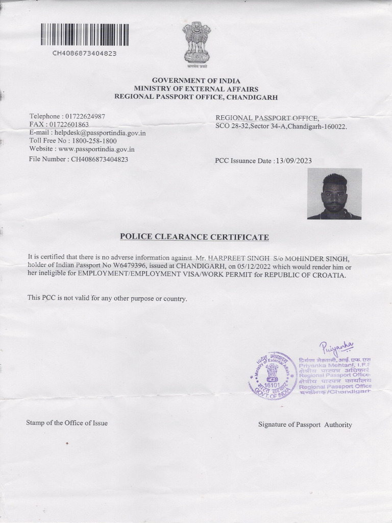 Chandigarh PCC & Apo Format 2 | PDF