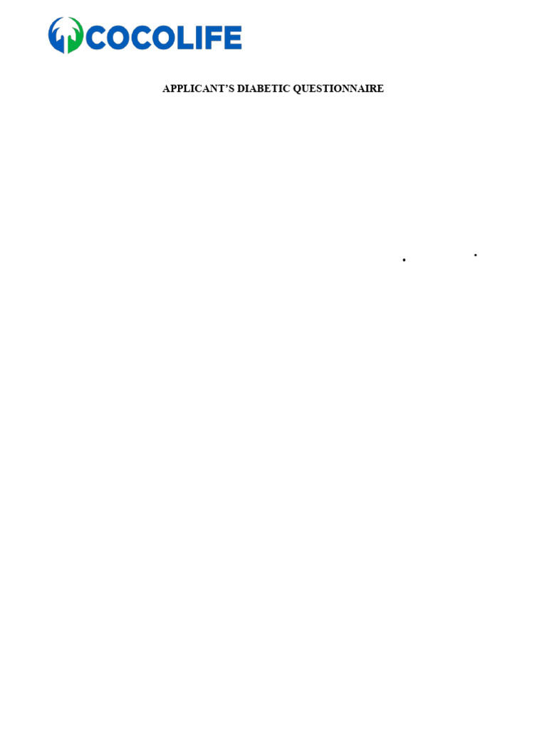 Diabetic Questionnaire for Applicants | PDF | Diabetes | Clinical Medicine