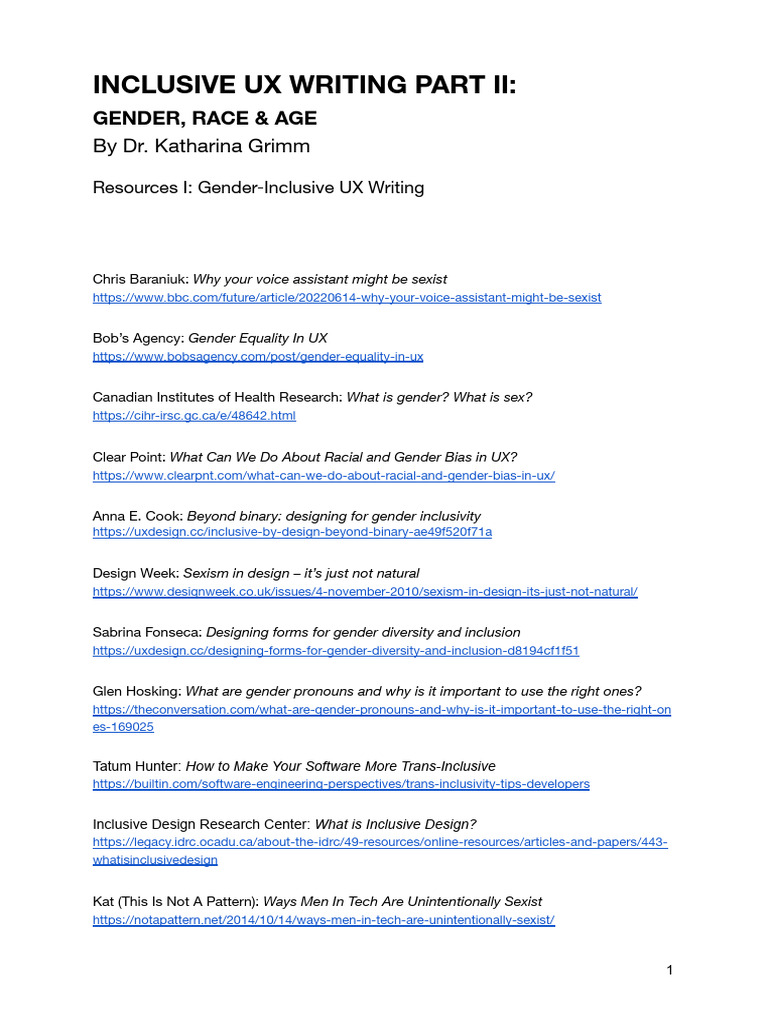 Gender-Inclusive UX Writing Guide | PDF | Sexism | Gender