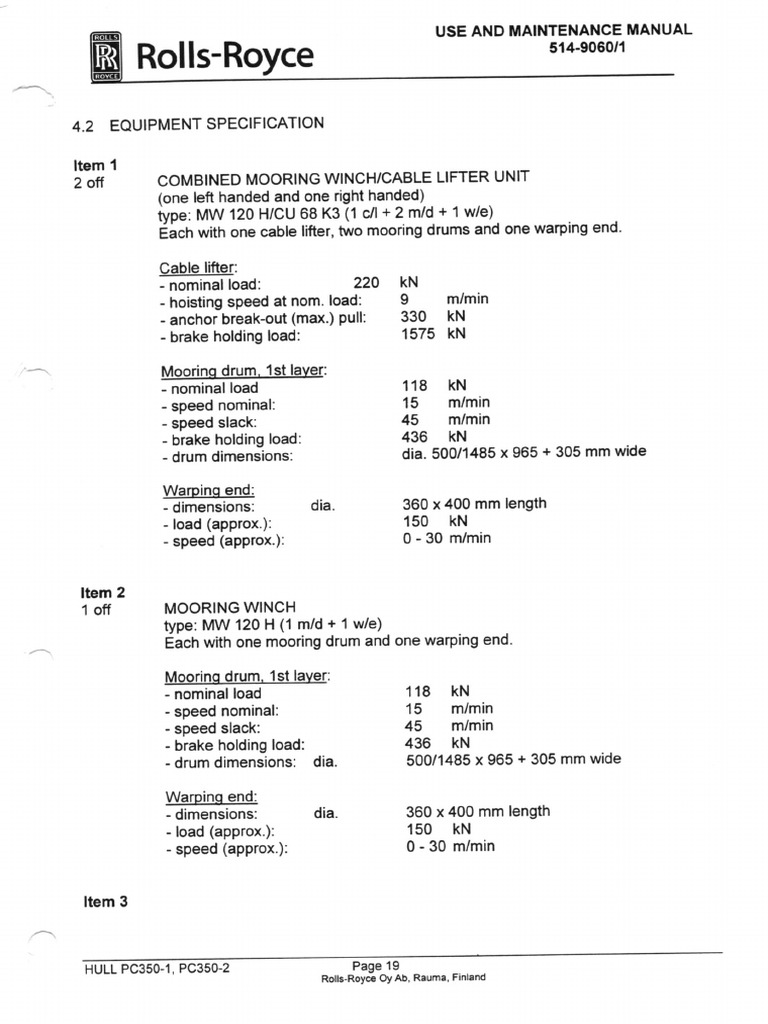 Winches Specification | PDF