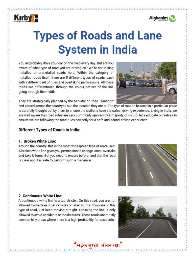 Types of Roads and Lane Rules in India | PDF | Traffic | Road ...