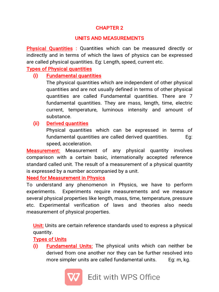 Units and Measurements in Physics | PDF | Significant Figures ...