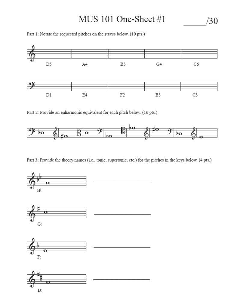 Music Theory Notation Exercise | PDF