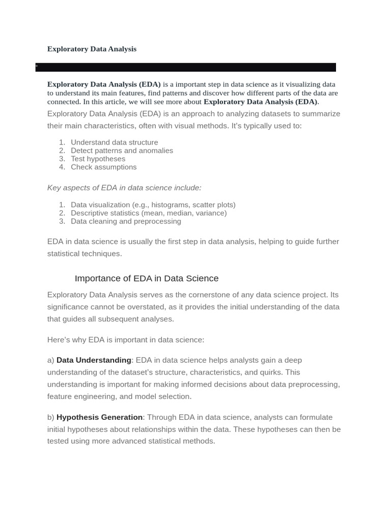 Exploratory Data Analysis | PDF | Data Analysis | Statistics