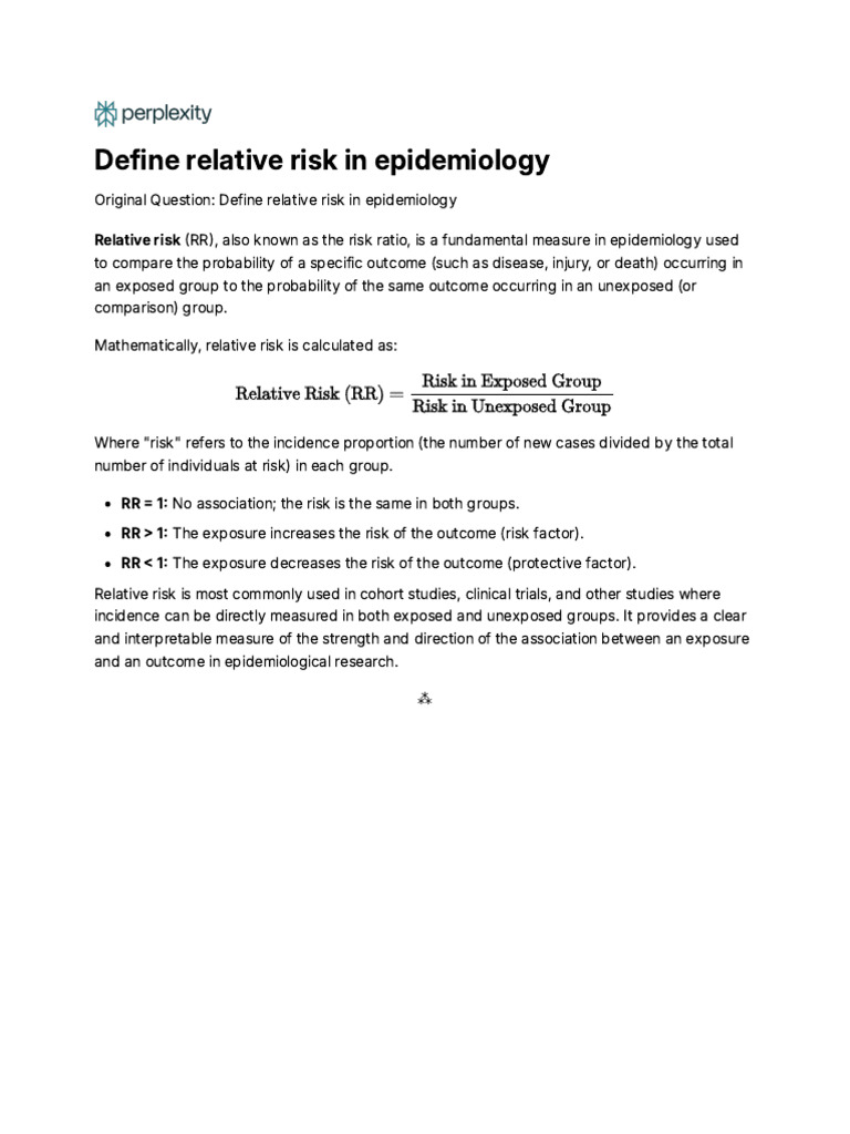 Understanding Relative Risk in Epidemiology | PDF