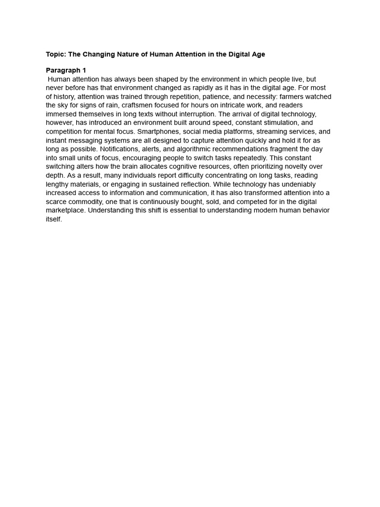 Human Attention in the Digital Age | PDF