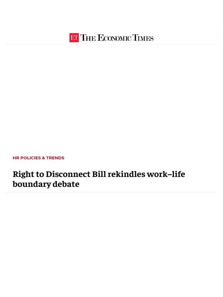 Right to Disconnect: Work-Life Balance Debate | PDF | Economies | Business