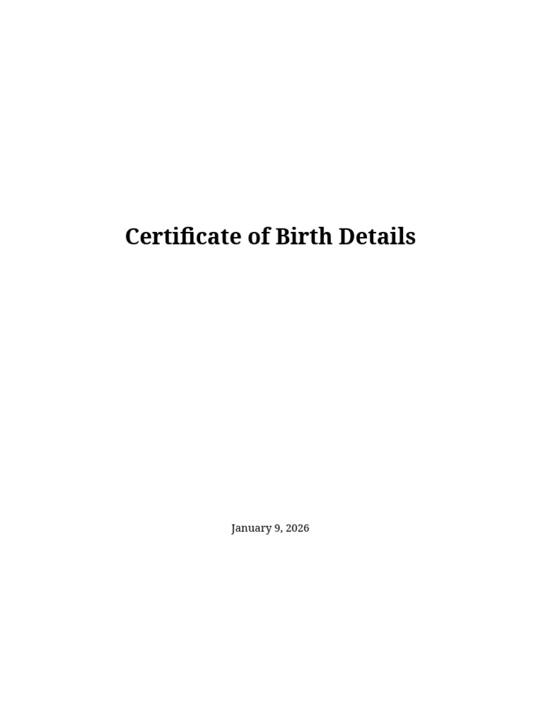 Official Birth Certificate Details | PDF