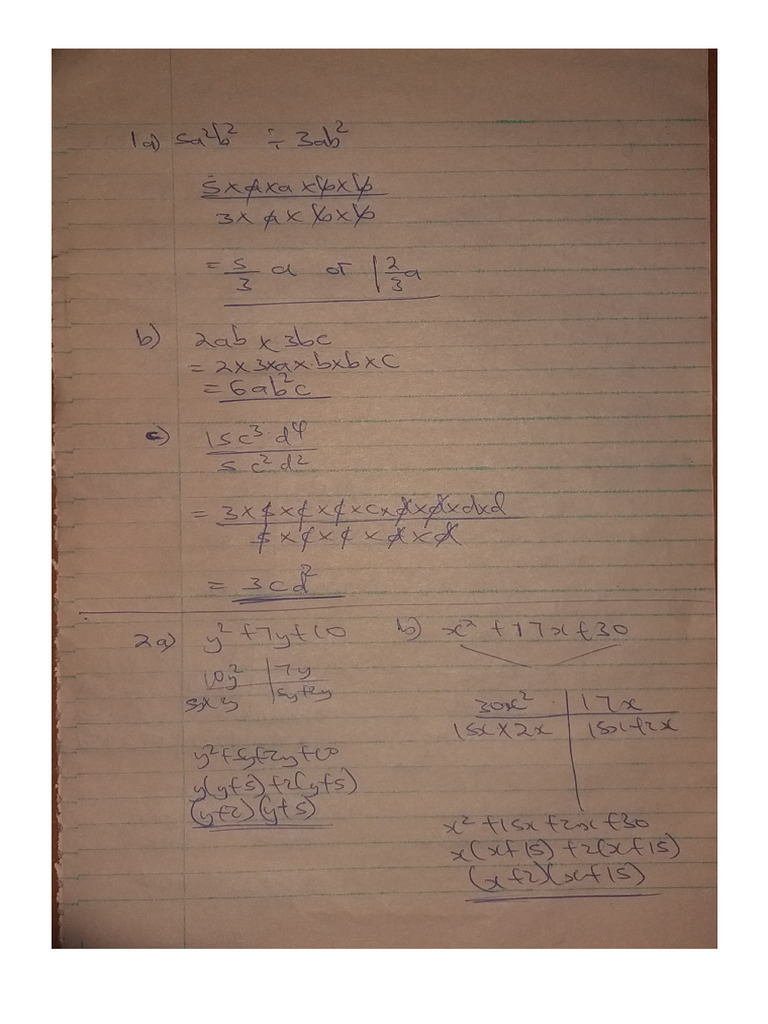 Maths Test Answers | PDF