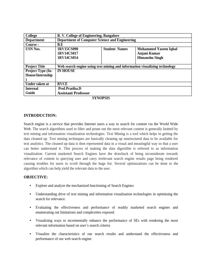 Synopsis | PDF | Data | Software Engineering