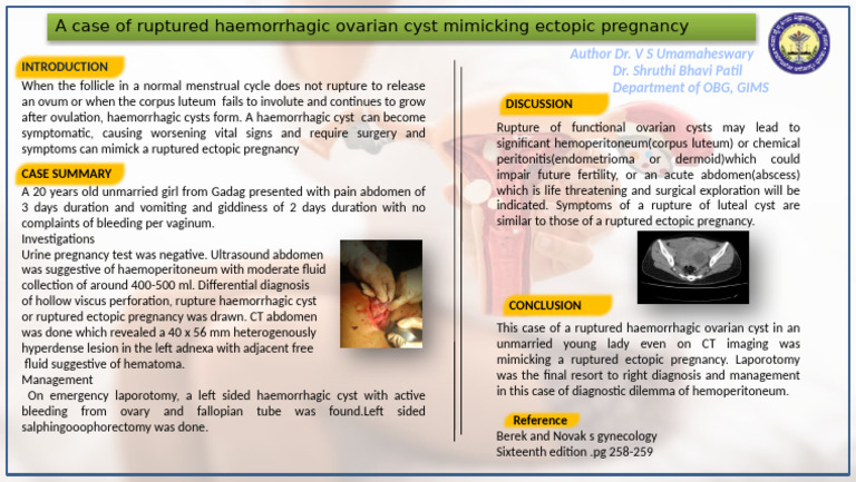 Ruptured Ovarian Cyst vs Ectopic Pregnancy | PDF | Ovary | Sexual Anatomy