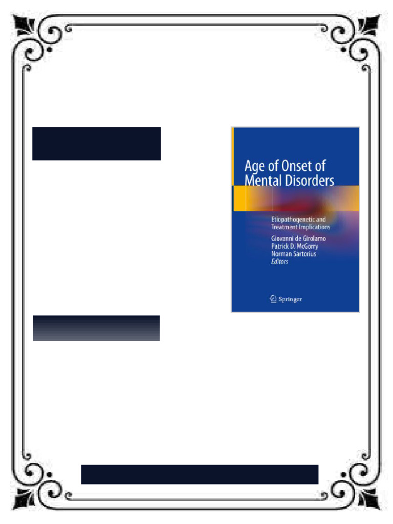 Age of Onset of Mental Disorders Etiopathogenetic and Treatment ...