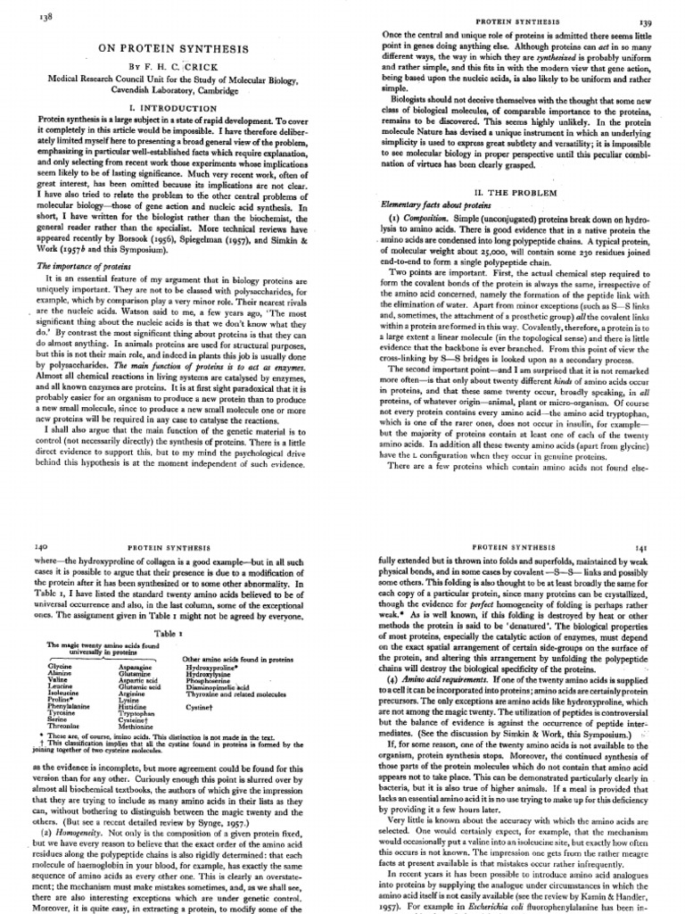 Overview of Protein Synthesis | PDF | Proteins | Amino Acid