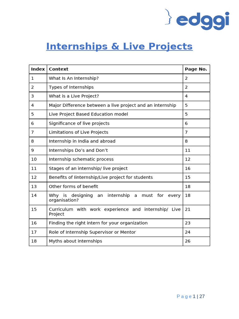 Internships and Live Projects Guide | PDF | Internship | Job Hunting
