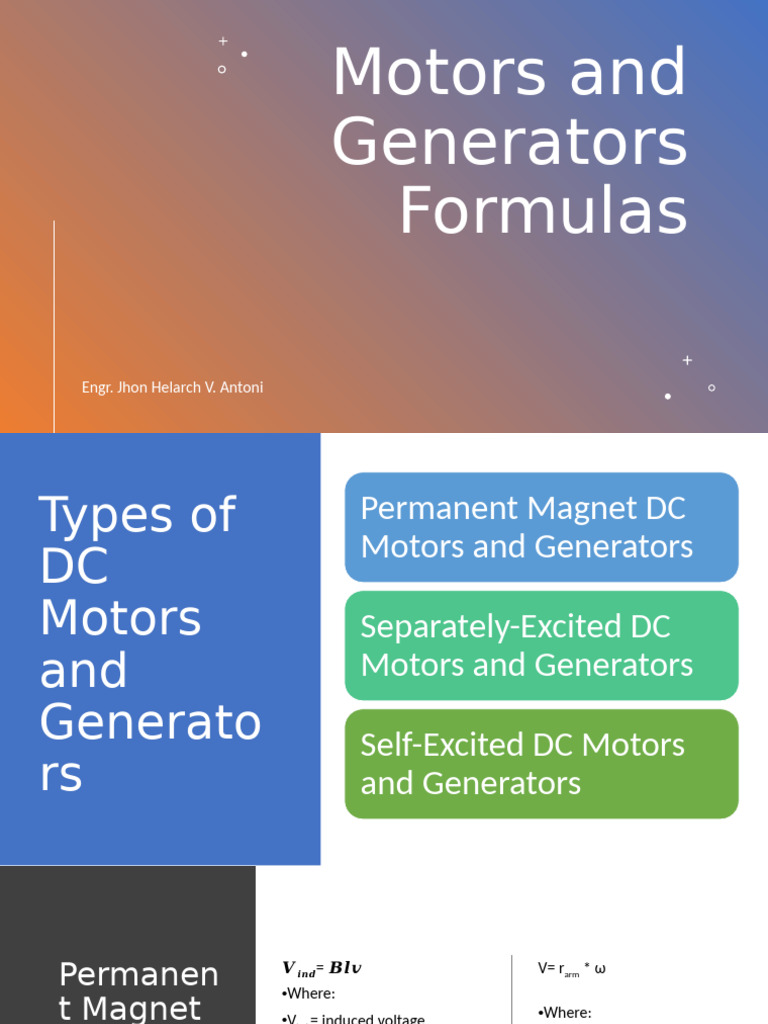 DC Motors and Generators Formulas Guide | PDF | Electric Motor ...