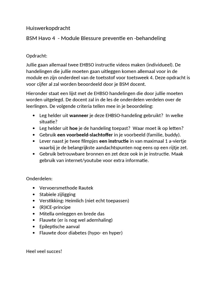 Huiswerkopdracht EHBSO Video Opdracht | PDF