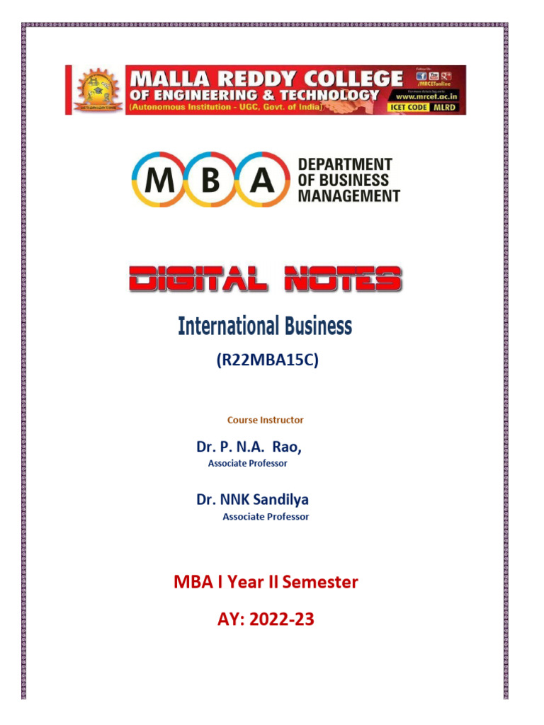 I B Digital Notes_copy | PDF | Mercantilism | Comparative Advantage