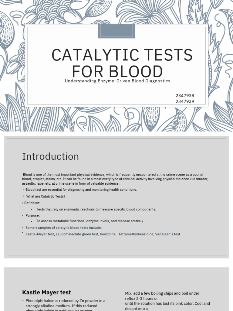 Enzyme-Based Blood Testing Methods | PDF | Chemistry | Chemical Substances