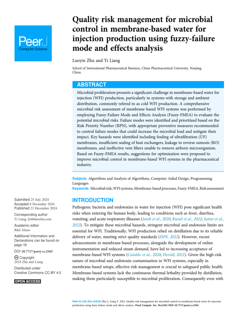 Microbial Risk Management in WFI Systems | PDF | Water Purification ...