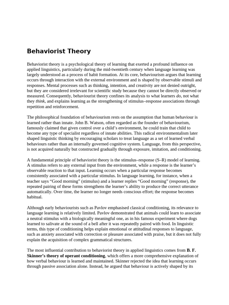 L2 Applied Linguistics | PDF | Language Acquisition | Behaviorism