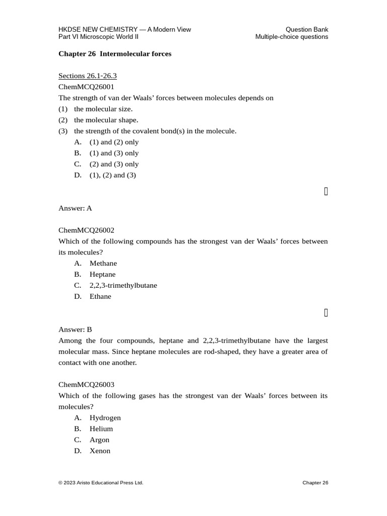 Chemqb Ch26 Mcq e | PDF | Chemical Bond | Chemical Polarity