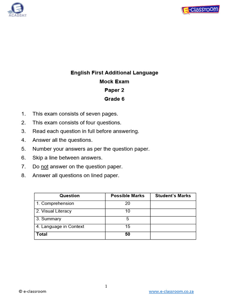 gr06 Eng Fal Term2 Pack01 Practice Paper | PDF | Tiger | Nest