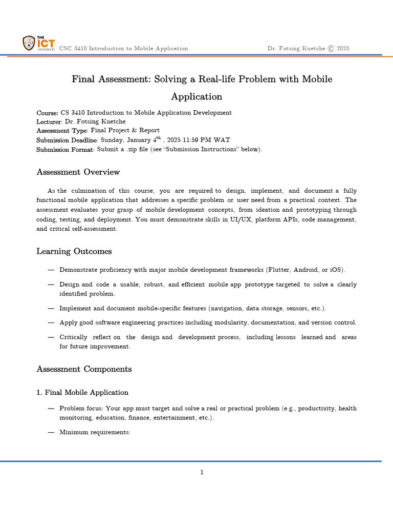Mobile App Development Final Project Guide | PDF | Mobile App ...
